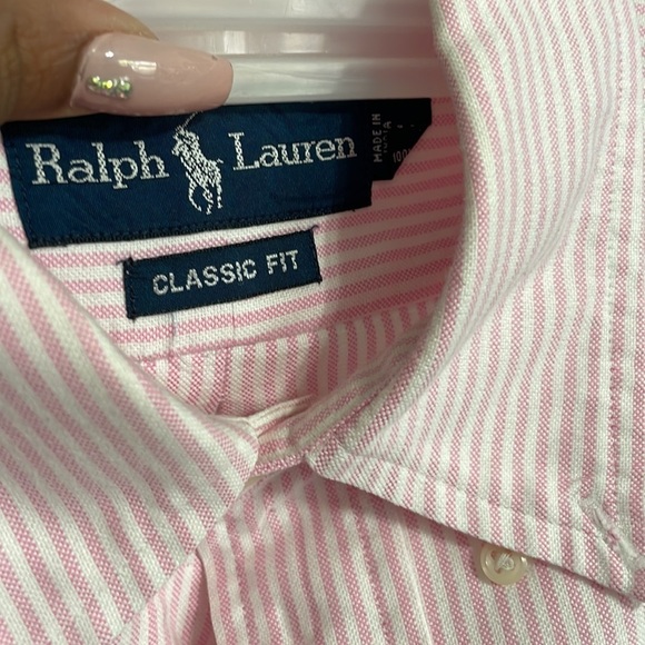 Ralph Lauren Classic fit striped pink shirt size M - Picture 9 of 10